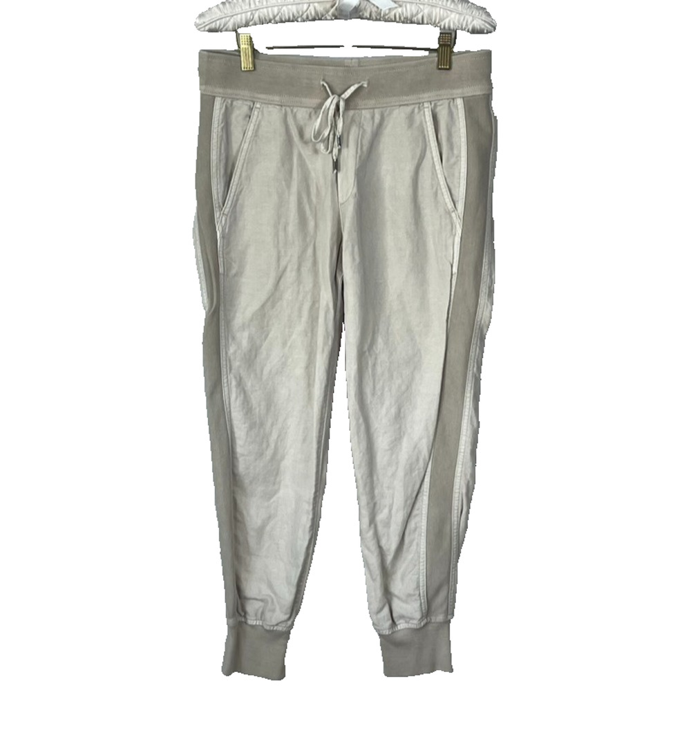 GAP Straight Leg Jogger Pants Women's Small Petite Beige Drawstring Linen Cotton